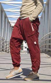 Nm Drop Crotch Cargo Pants P3 In Burgundy Moomenn