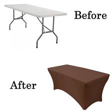 Stretch Spandex 6 Ft Rectangular Table Cover Chocolate Brown Table Covers Rectangular Table Wood Folding Table