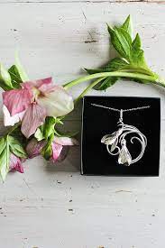 Snowdrop Flower Pendant Sterling Silver Pendant Art Nouveau Pendant Botanical Jewelry Round Pe Art Nouveau Pendant Floral Jewellery Nature Inspired Jewelry