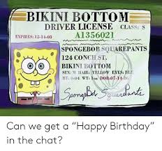 Sleepy time is a spongebob squarepants episode from season 1. Bikini Bottom Driver License Class S A1356021 Expires 12 14 03 Spongebob Squarepants 124 Conch St Vikini Bottom Sex M Hair Yellow Exes Blu Ht 0 04 Wt 1oz Dob07 14 86 Speraybut Sqeacaiante Can We Get