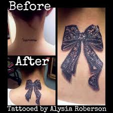 Cover Up Name Tattoo With A Cute Bow By Alysia Roberson At Monster Ink Tattoo In Piedmont Sc Cover Up Name Tattoos Cover Up Tattoos Trendy Tattoos