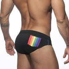 Amazon.com: Sexy Gay Men Black Swimwear LGBTQ Traditional Cut Swimsuit Swim  Bikini Rainbow M : Clothing, Shoes & Jewelry
