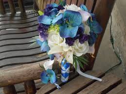 Tropical Destination Beach Bouquet Real Touch Bridal Bouquet Purple And Royal Blue Bouquet Silk Wedding Flowers Tropical Flowers Blue Wedding Flowers Royal Blue Bouquet Blue Bouquet