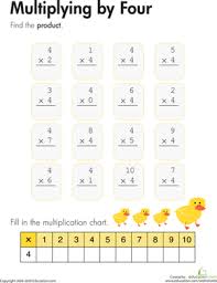 Multiplying By Four Worksheet Education Com