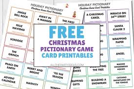 These freebies are a must see! Themed Christmas Pictionary Word List Free Printable Game Cards