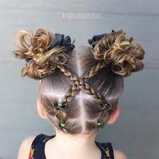 Toddler Hair Style Topsy Tails Criss Crossing Braids Messy Buns Coiffure Petite Fille Tresse Coiffure Petite Fille Coiffure Fillette Mariage