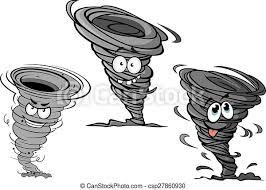 Woman walks towards a tornado and bright sunset. Cartoon Hurricane Tornado And Typhoon Characters For Sport Team Mascot Or Weather Design Canstock