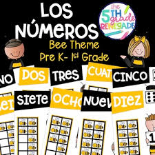 los numeros math anchor charts 1 10 in spanish bee theme