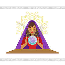 ✓ free for commercial use ✓ high quality images. Fortune Teller Watching Crystal Ball Occult Ritual Vector Clip Art