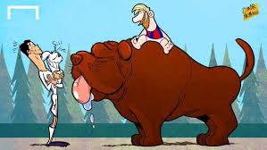 Barcelona superstar lionel messi is playing football with his dog. Cartoon Messi And His Dog