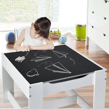 Be it storage tables to plastic chairs, find just the furniture to blend with the decor in your kids'. Kids Table Chairs Set With Storage Boxes Blackboard Whiteboard Drawing White