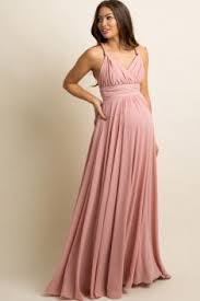 Mauve Chiffon Halter Tie Back Maternity Evening Gown Maternity Evening Gowns Maternity Evening Maternity Bridesmaid Dresses