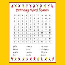 birthday word search