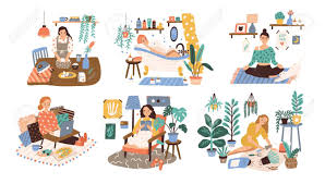 Leisure or free time is a period of time spent out of work and domestic activity. Set Of Women Enjoying Their Free Time Performing Leisure Activities Royalty Free Cliparts Vectors And Stock Illustration Image 124599413