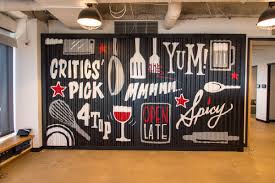 Spray Painted Mural For Open Table Office In Denver Co Mural Mural Painting Brick Design