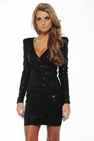 Black Long Sleeve Sequin Dress With V Front Sequin Dress With Sleeves Long Sleeve Cocktail Dress Long Sleeve Sequin Dress