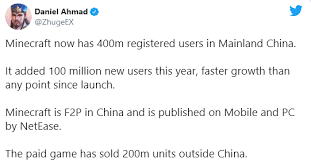 But over both versions and all platforms. Minecraft Has 600 Million Active Players Worldwide 400m Of Them Are From China