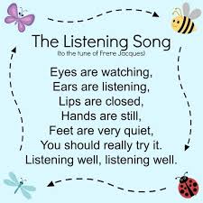 Thanks a lot was so much in need of poems to teach my children. Learning The Listening Song For Children Preschool Songs Classroom Songs Kindergarten Songs