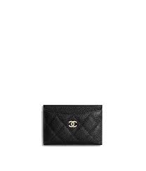 Black And Gold Card Holder Grained Calfskin Gold Tone Metal Black Classic Card Holder Chanel Chanel Card Holder Gold Tone Metal Small Leather Goods