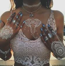 The feet is the spiritual place to apply henna because it connects the mind, body and the spirit. White Temporary Henna Tattoos Elephants Style Body Hand Transfer Indian Tattoo 4 22 Picclick
