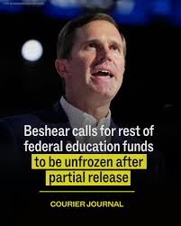 Our students and teachers deserve every single penny of the resources owed  to them by the Department of Education. That's why Dem Govs like Andy  Beshear are demanding the release of all