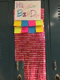 Cute Locker Birthday Decoration Ideas Cute Locker Idea Each Sticky Note Says Happy Birthday In A Different Language Cute Locker Ideas Birthday Decorations Sticky Notes