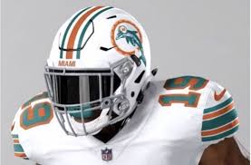 • although the dolphins excised the blue from their uniform, several fans noticed that the blue outlining was still present in the rear helmet numbers that appear in the press photos. There Is A Solution To The Miami Dolphins Logo And Uniform Conundrum