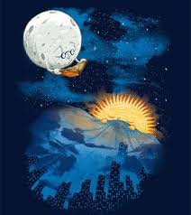 Moon Reading To The Sun Moon Art Good Night Moon Whimsical Art
