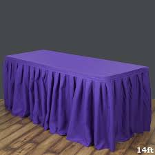 14ft Purple Pleated Polyester Table Skirt Table Skirt Table Cloth Table