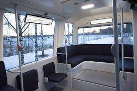Muji S Driverless Gacha Bus Takes To The Roads In Helsinki Bus Interior Design Self Driving