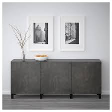 Besta Storage Combination With Doors Black Brown Kallviken Dark Gray Concrete Effect Width 70 7 8 Height 29 1 8 Buy Online Or In Store Ikea Ikea Ikea Sideboard Living Room Designs