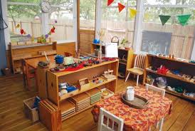 A Montessori Waldorf Inspired School At Home For Bea Friends Montessori Playroom Waldorf Playroom Montessori Classroom