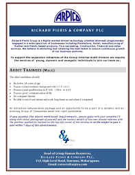 Audit Trainee At Richard Pieris Company Plc Career First Accounting Jobs Company Good Communication Skills
