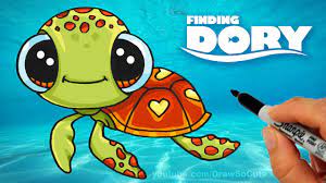 How To Draw Squirt From Finding Dory Step By Step Cute -Sea Turtle - Youtube