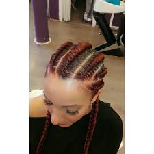 This unique and original hairstyle can create complex ornaments made of geometrical textured lines. Cornrows Cornrolls Magrets Afro Friseursalon