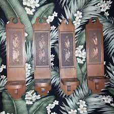 Vintage pair of black metal wall sconces/ wrought iron candle holders/ metal ornate sconce/ rustic mounted candle holder/ cottage/ boho. Vintage Accents Vintage Hand Carved Wooden Wall Candle Sconces Poshmark