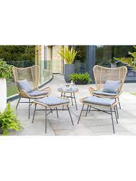Kettler Lyon 2 Seater Garden Lounging Side Table Chairs Set Natural Small Balcony Decor Glass Top Side Table Glass House Garden