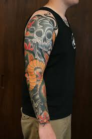 Astonishing tribal skulls tattoo on left half sleeve. 112 Half Sleeve Tattoos For Men And Women 2019