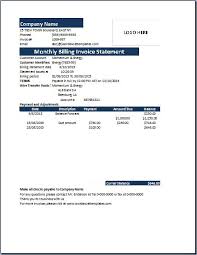 Monthly Billing Invoice Statement Template Word Excel Templates