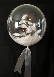 Simple Elegance Clear Bubble Balloon With Feathers And Organza Ribbon Sheer Delight For Baby Shower Brida Globos Transparentes Globos Globos Personalizados