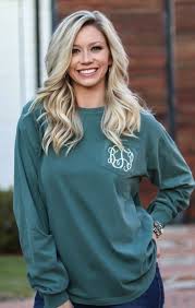 Monogrammed Comfort Colors Long Sleeve Blue Spruce Comfort Colors Long Sleeve Comfort Colors Tee Comfort Colors