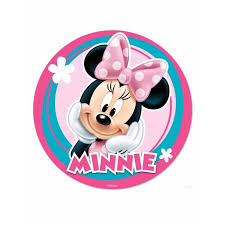 Minnie Mouse Yuvarlak Yenilebilir Pasta Resim Baskisi Resim Sablon Baski Dogum Gunu