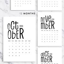 Printable Calendar 2019 Modern Typographic Calendar Planner 2019 Pdf A4 Usletter A5 Calendar Printable Wall Calendar Instant Download In 2020 Wall Calendar Design Calender Design Calendar Design