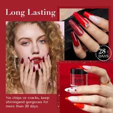 AZUREBEAUTY Dip Powder Nail Kit,4 Colors Glitter Red Burgundy Rose Berry  Dipping Powder System Liquid Set Recycling Tray with Ba