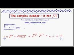 The Complex Number I Is Not The Square Root Of Negative One Tanton Mathematics Not Really My Thing But A Wife As M Complex Numbers Mathematics Math Teacher