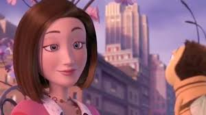 Download a cartoon character is standing next to a woman Wallpaper