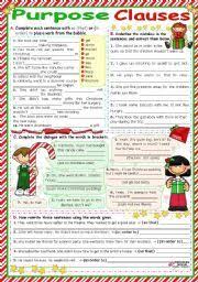 English Exercises Purpose Clauses Grammar Worksheets Clause Worksheets