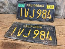 California Black Yellow License Plates Tags Matched Set | Etsy in 2021 |  Vintage license plates, License plate art, License plate