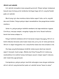 Contoh karangan aktiviti berfaedah semasa cuti sekolah. Aktiviti Cuti Sekolah