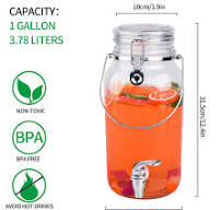 Amazon.com | Eleganttime 1 Gallon Glass Drink Dispensers for ...